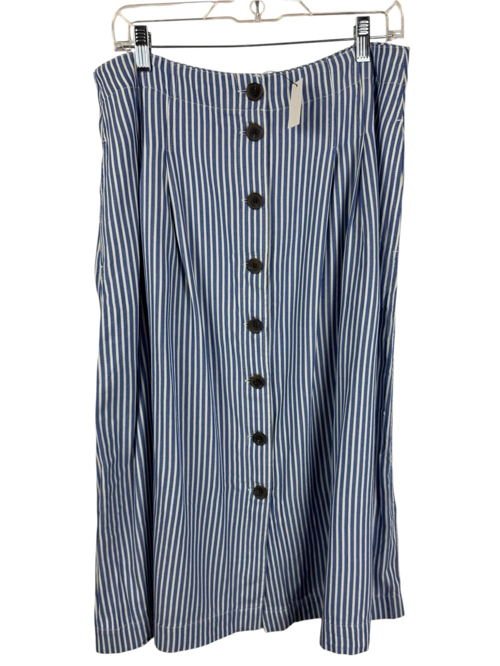 NWT Talbots Striped Blue White Nautical Button Down Midi Skirt sz 12 - Picture 3 of 8